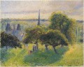 Granja y campanario al atardecer 1892 Camille Pissarro